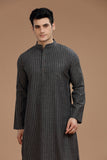 BLACK COTTON DOBBY LONG KURTA