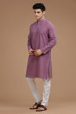 PURPLE COTTON DOBBY LONG KURTA