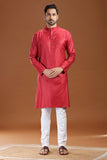 MAROON VISCOSE SILK LONG KURTA