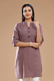 SLUB COTTON KURTI WITH ROLL UP SLEEVES