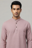 LAVENDER SELF TEXTURED COTTON SHORT KURTA FULL SLEEVES
