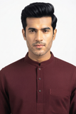 MAROON SELF TEXTURED COTTON SHORT KURTA FULL SLEEVES