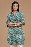 BLOCKPRINT COTTON KURTI WITH ROLL UP SLEEVES