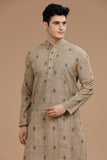 BROWN COTTON DOBBY LONG KURTA