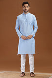 BLUE LINEN COTTON LONG KURTA