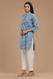 BLOCKPRINT COTTON KURTI WITH ROLL UP SLEEVES