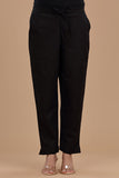 BLACK COTTON SLUB PANTS