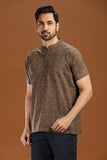 GREY PRINTED COTTON SHORT KURTA HALF SLEEVES