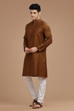 BROWN LUSTRE COTTON LONG KURTA