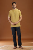 MUSTURD DOBBY COTTON SHORT KURTA HALF SLEEVES