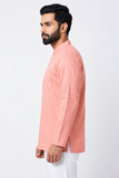 LAVENDER TEXTURED SOFT COTTON SHORT KURTA FULL SLEEVES