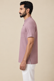 LAVENDER TEXTURED COTTON SHORT KURTA HALF SLEEVES