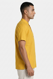 YELLOW SELF STRIPES COTTON SHORT KURTA HALF SLEEVES