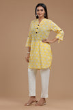 BLOCKPRINT COTTON KURTI WITH ROLL UP SLEEVES