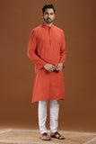 RUST COTTON DOBBY LONG KURTA