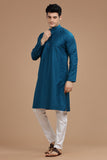 BLUE LUSTRE COTTON LONG KURTA