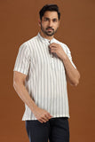 WHITE DOBBY COTTON SHORT KURTA HALF SLEEVES