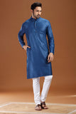 BLUE VISCOSE SILK LONG KURTA