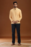 YELLOW DOBBY COTTON SHORT KURTA FULL SLEEVES