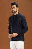 BLACK LINEN COTTON FULL SLEEVES SHORT KURTA