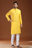 YELLOW LINEN COTTON LONG KURTA