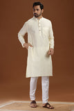 CREAM LINEN COTTON LONG KURTA