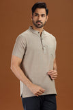 GREY DOBBY COTTON SHORT KURTA HALF SLEEVES