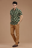 GREEN BLOCKPRINT SHIRT HALF SLEEVES SHIRT