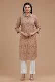 HANDBLOCK KALAMKARI WOMEN KURTA WITH COLLAR