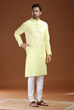 YELLOW LINEN COTTON LONG KURTA