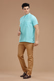 SLUB COTTON SHORT KURTA HALF SLEEVES