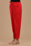 RED COTTON SLUB PANTS