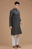 GREY COTTON SLUB LONG KURTA