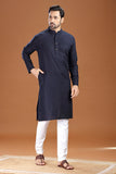 BLACK LINEN COTTON LONG KURTA