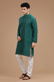 GREEN IKAT FINE COTTON LONG KURTA