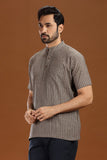 GREY DOBBY COTTON SHORT KURTA HALF SLEEVES
