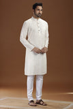 BEIGE COTTON DOBBY LONG KURTA