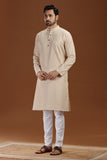 BEIGE COTTON DOBBY LONG KURTA