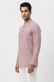 LAVENDER SELF TEXTURED COTTON SHORT KURTA FULL SLEEVES
