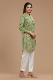 BLOCKPRINT COTTON KURTI WITH ROLL UP SLEEVES