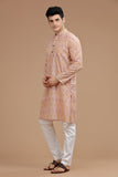 BROWN IKAT FINE COUNT COTTON LONG KURTA