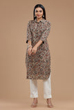 HANDBLOCK KALAMKARI WOMEN KURTA WITH COLLAR