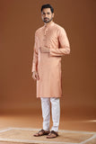 PEACH VISCOSE SILK LONG KURTA