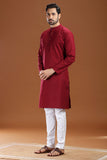 MAROON LINEN COTTON LONG KURTA
