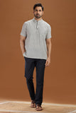 WHITE DOBBY COTTON SHORT KURTA HALF SLEEVES