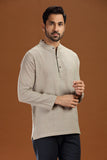 GREY DOBBY COTTON SHORT KURTA FULL SLEEVES