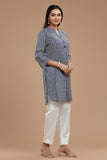 BLOCKPRINT COTTON KURTI WITH ROLL UP SLEEVES