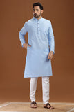 BLUE LINEN COTTON LONG KURTA