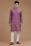 PURPLE COTTON DOBBY LONG KURTA