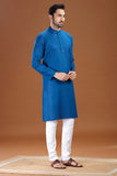 BLUE LINEN COTTON LONG KURTA